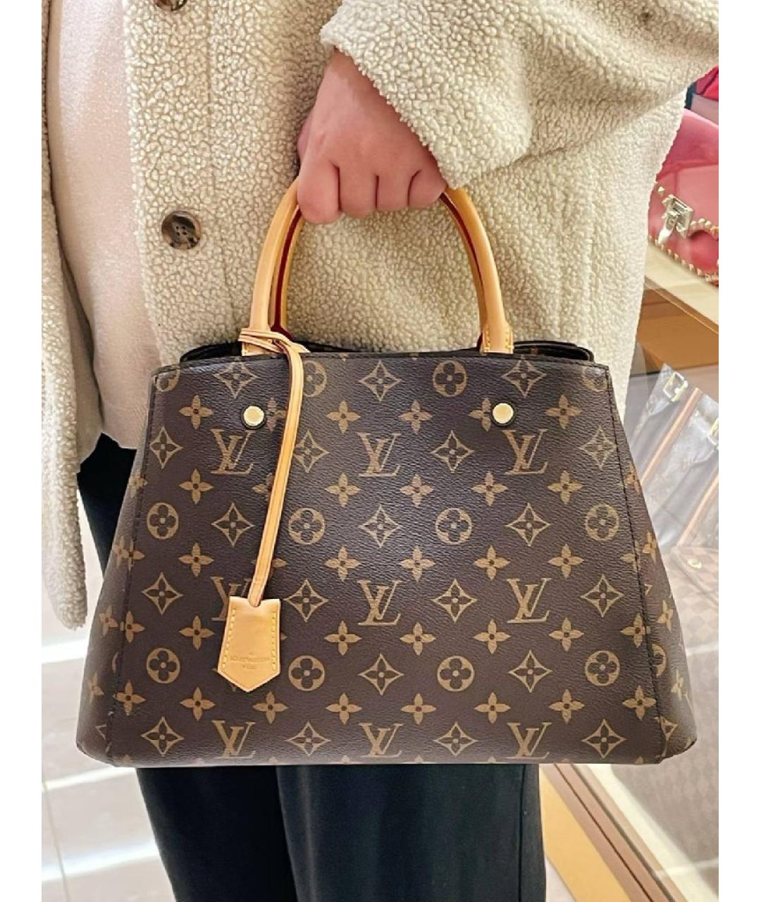 LOUIS VUITTON Коричневая кожаная сумка с короткими ручками, фото 8