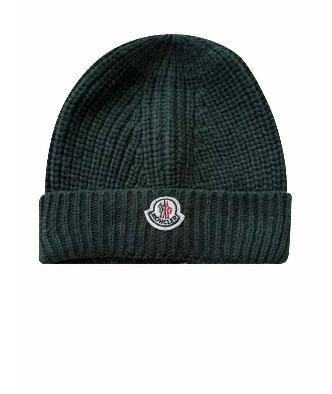 MONCLER Зеленая шерстяная шапка, фото 1