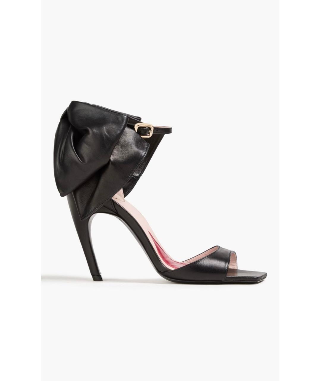 ROGER VIVIER Черные кожаные босоножки, фото 1