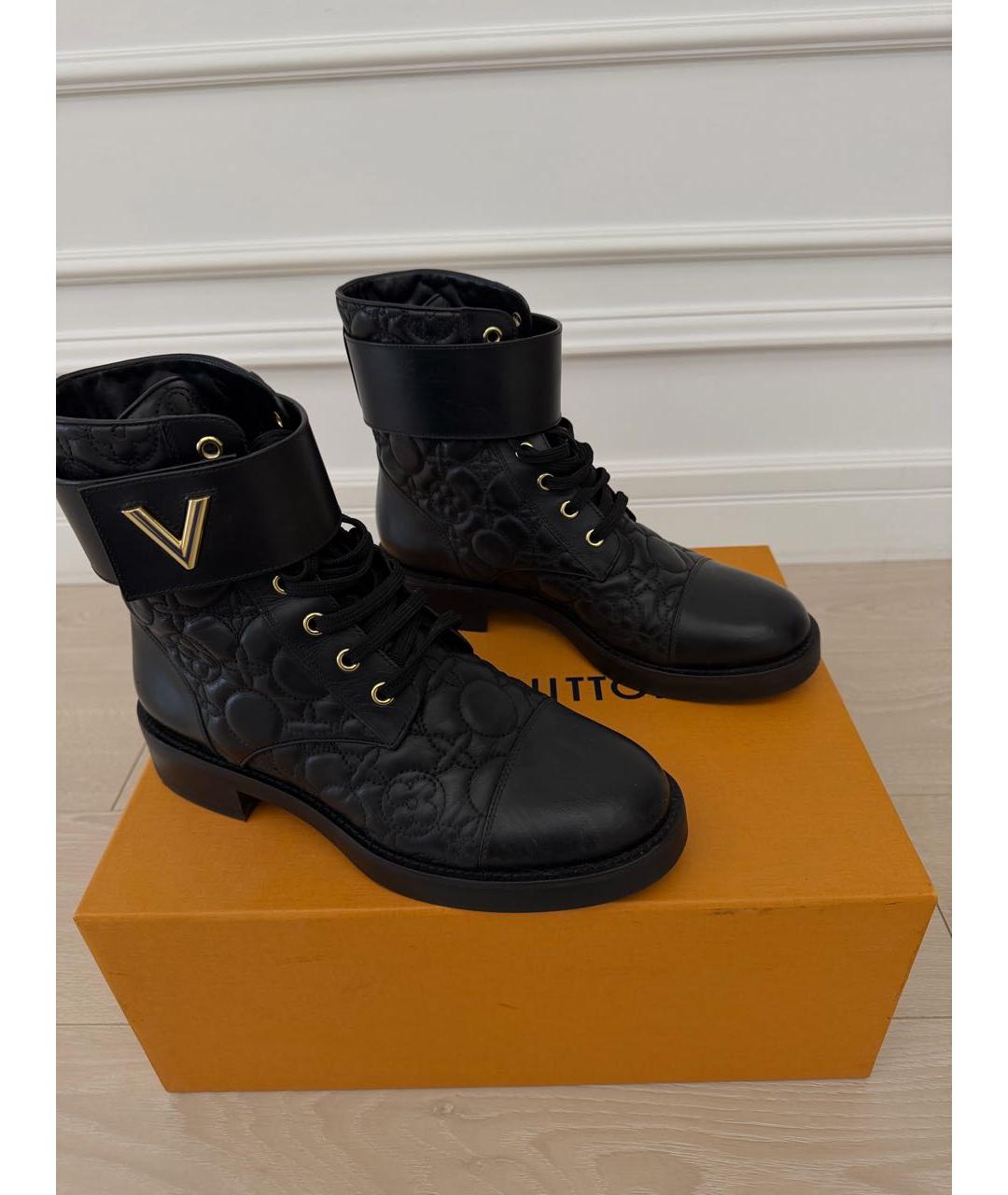 LOUIS VUITTON Черные кожаные ботинки, фото 5