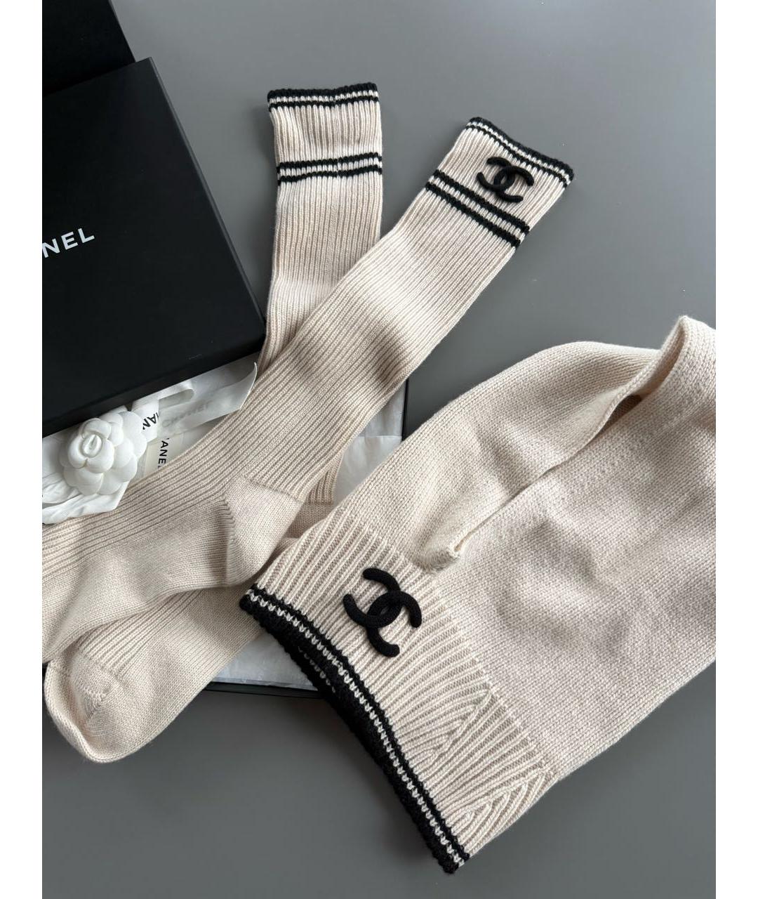 CHANEL Бежевые носки, чулки и колготы, фото 6