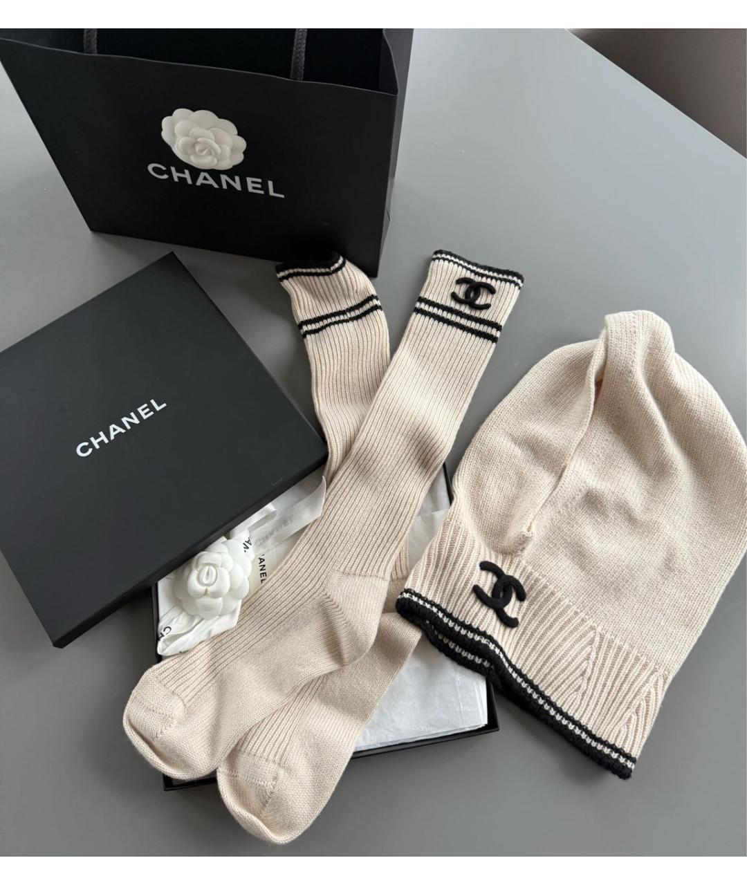 CHANEL Бежевые носки, чулки и колготы, фото 7