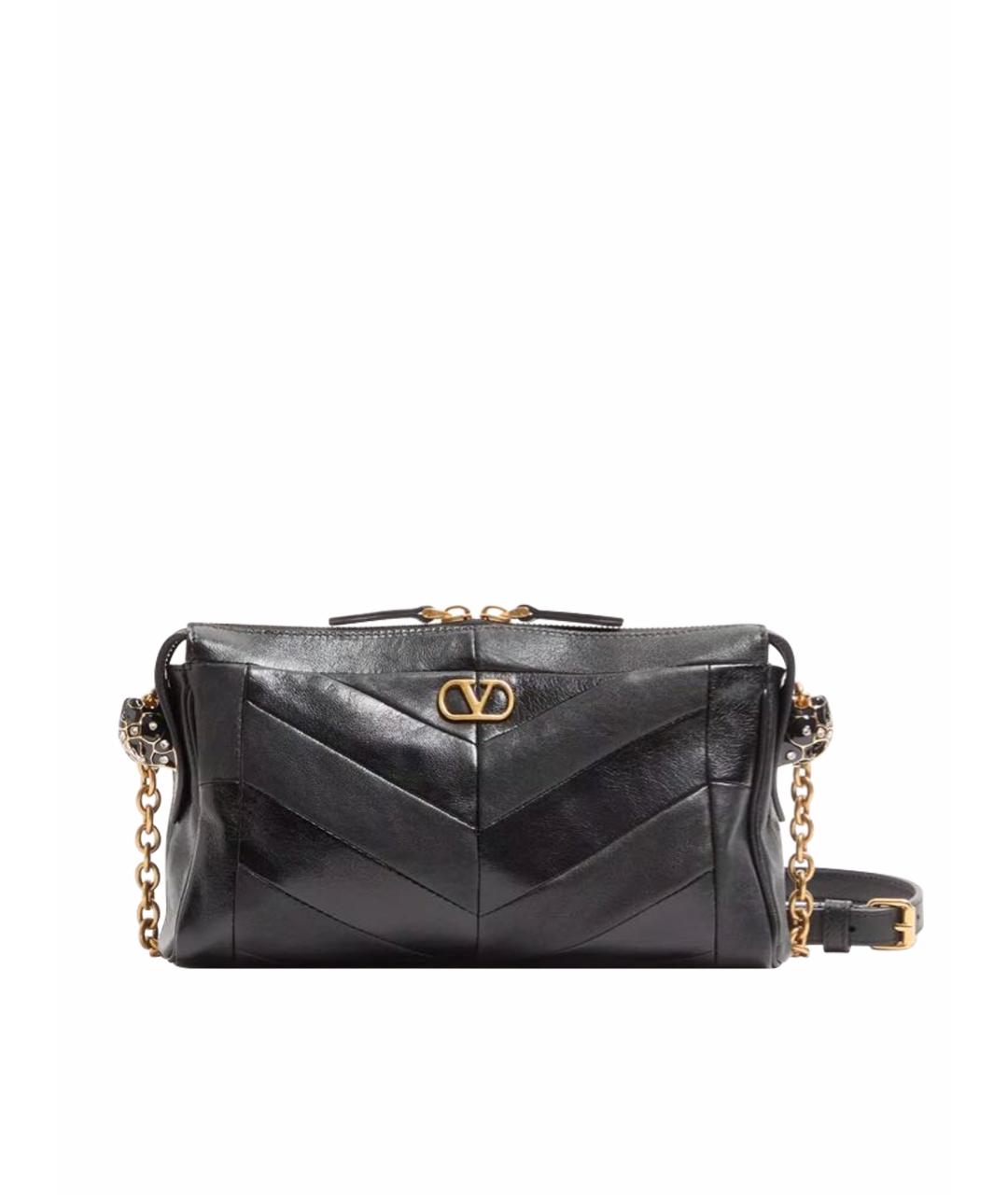 VALENTINO Черная кожаная сумка через плечо, фото 1