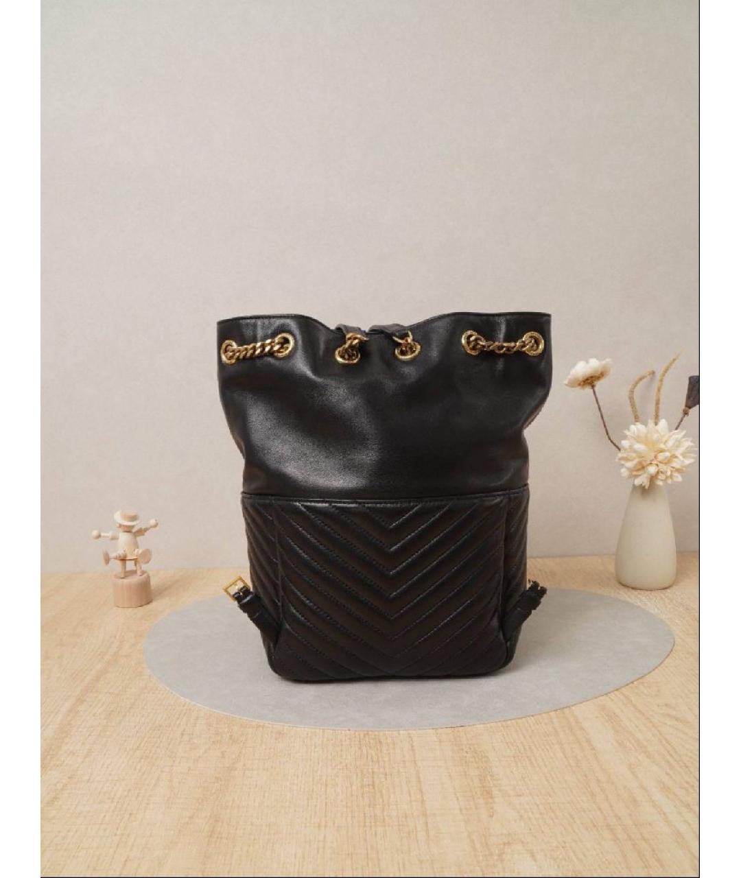 SAINT LAURENT Черный кожаный рюкзак, фото 3