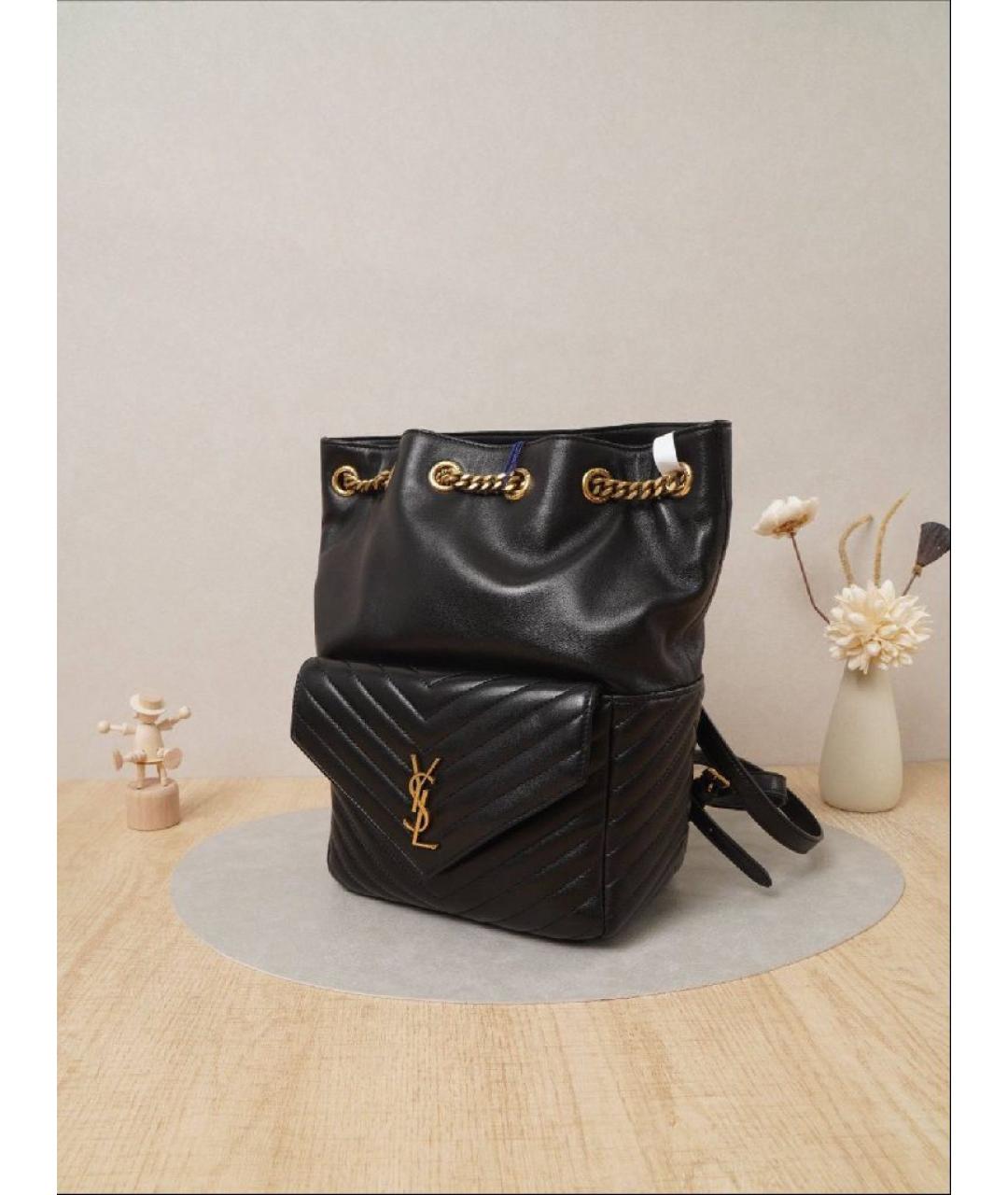 SAINT LAURENT Черный кожаный рюкзак, фото 2