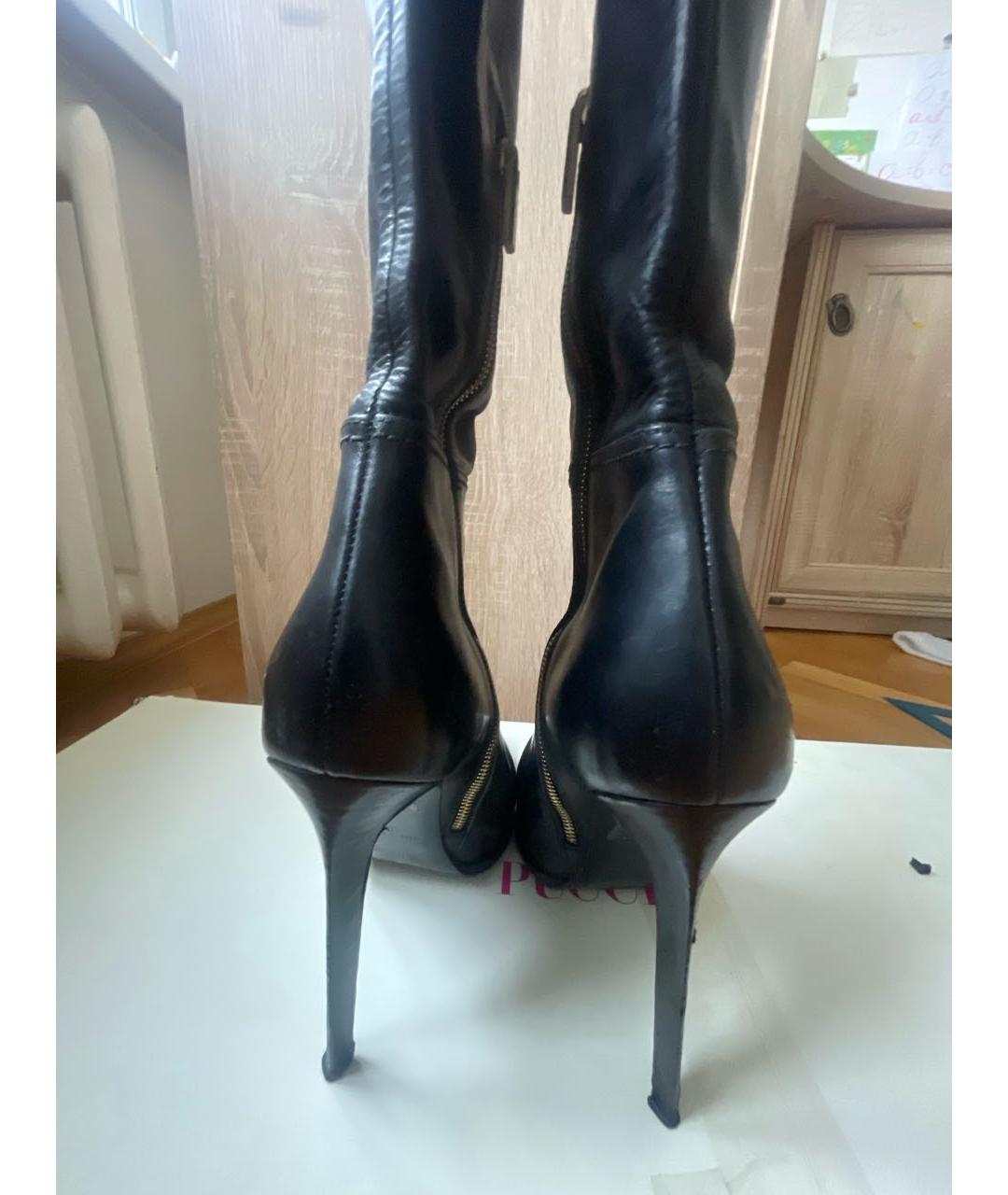 EMILIO PUCCI Черные кожаные сапоги, фото 4