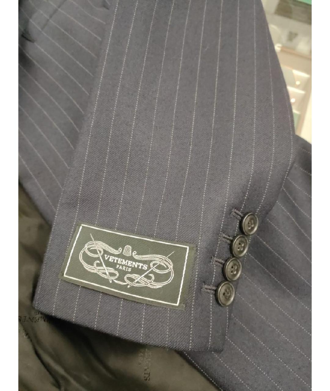 VETEMENTS Темно-синий шерстяной жакет/пиджак, фото 4