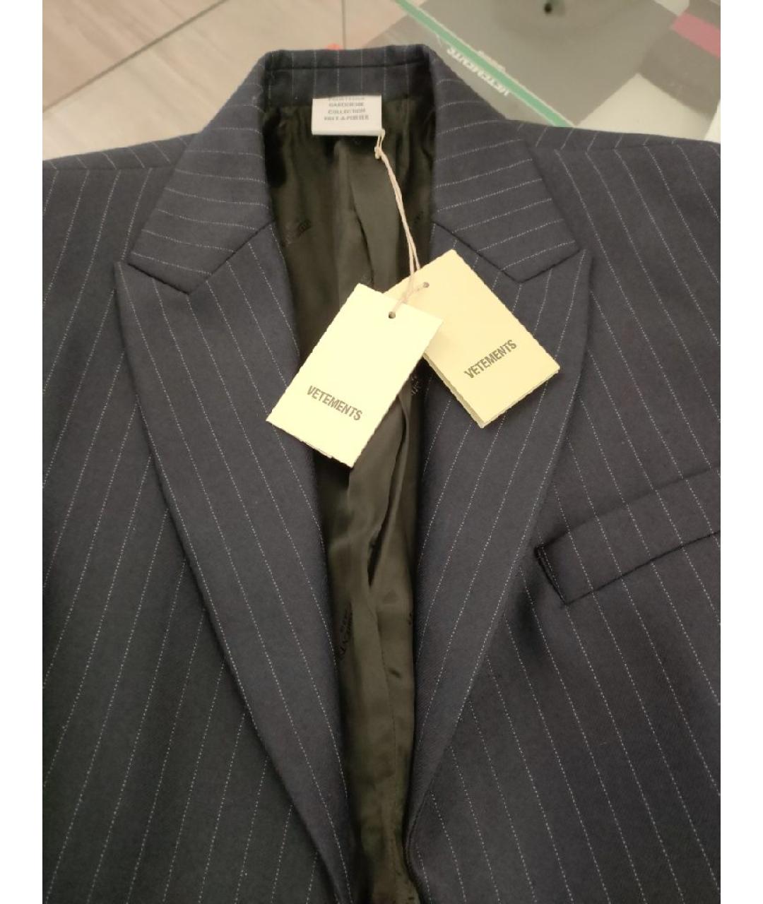 VETEMENTS Темно-синий шерстяной жакет/пиджак, фото 3