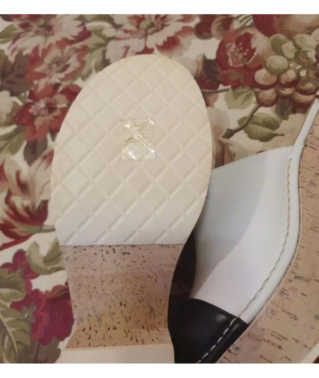 CHANEL Белые кожаные сабо, фото 5