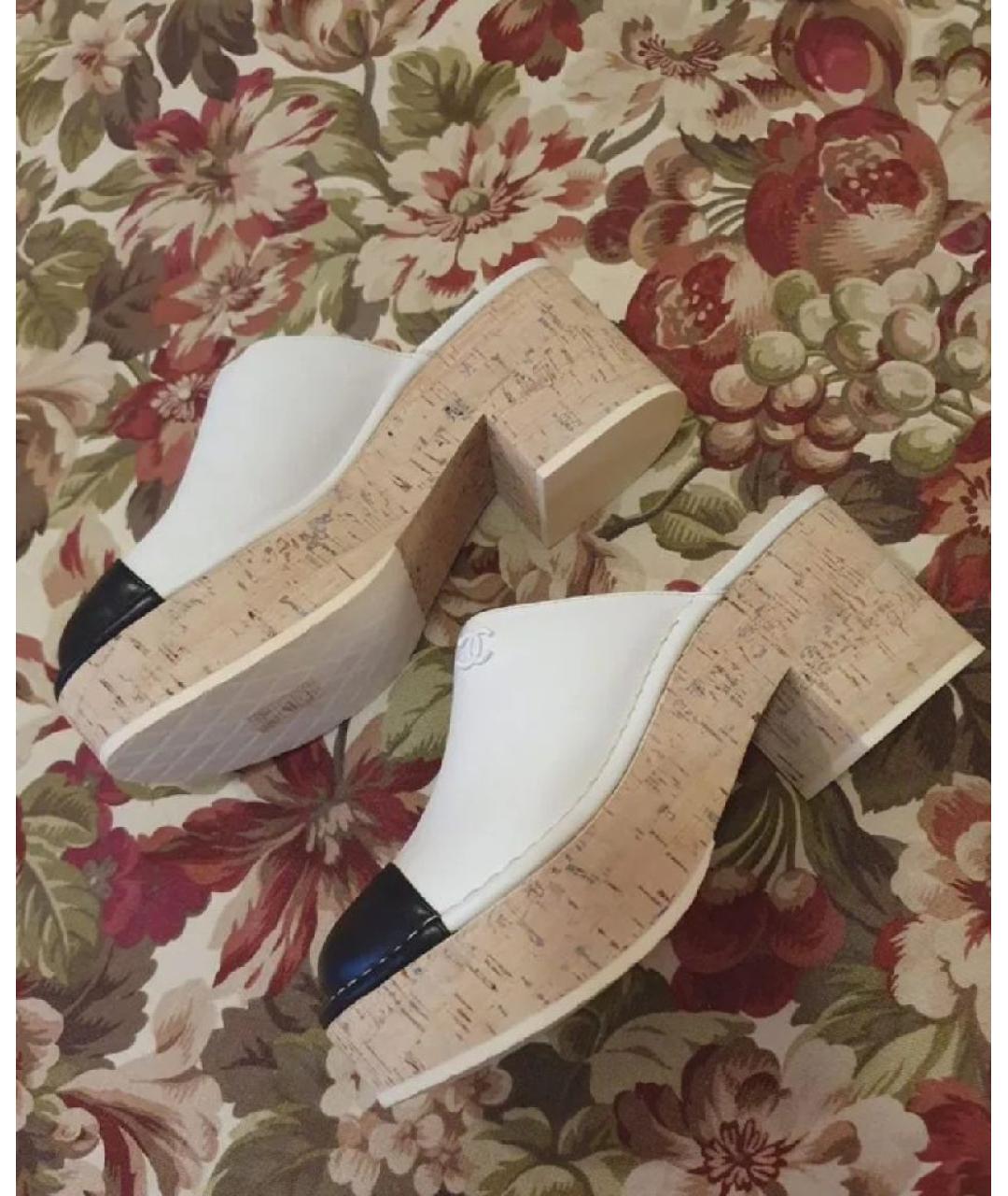 CHANEL Белые кожаные сабо, фото 8
