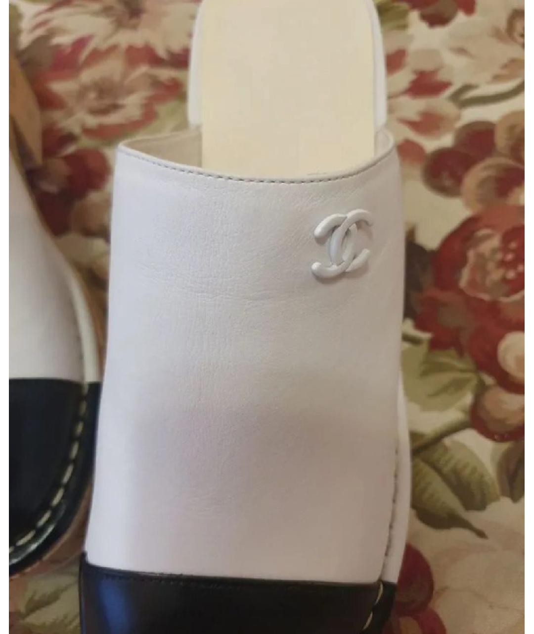 CHANEL Белые кожаные сабо, фото 3