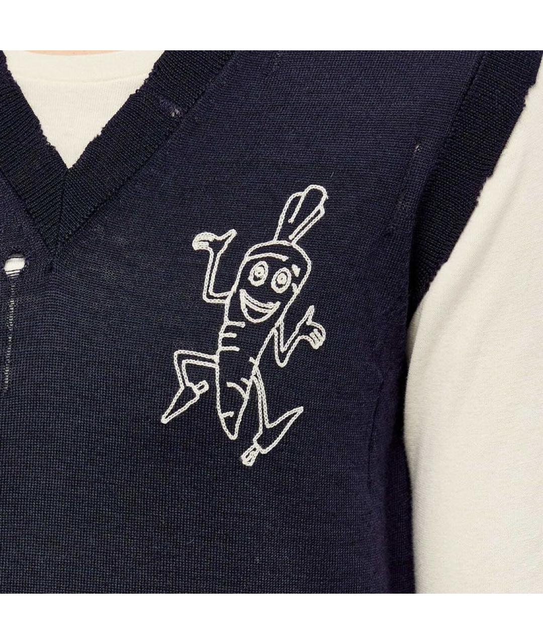 MAISON MARGIELA Темно-синяя шерстяная жилетка, фото 2