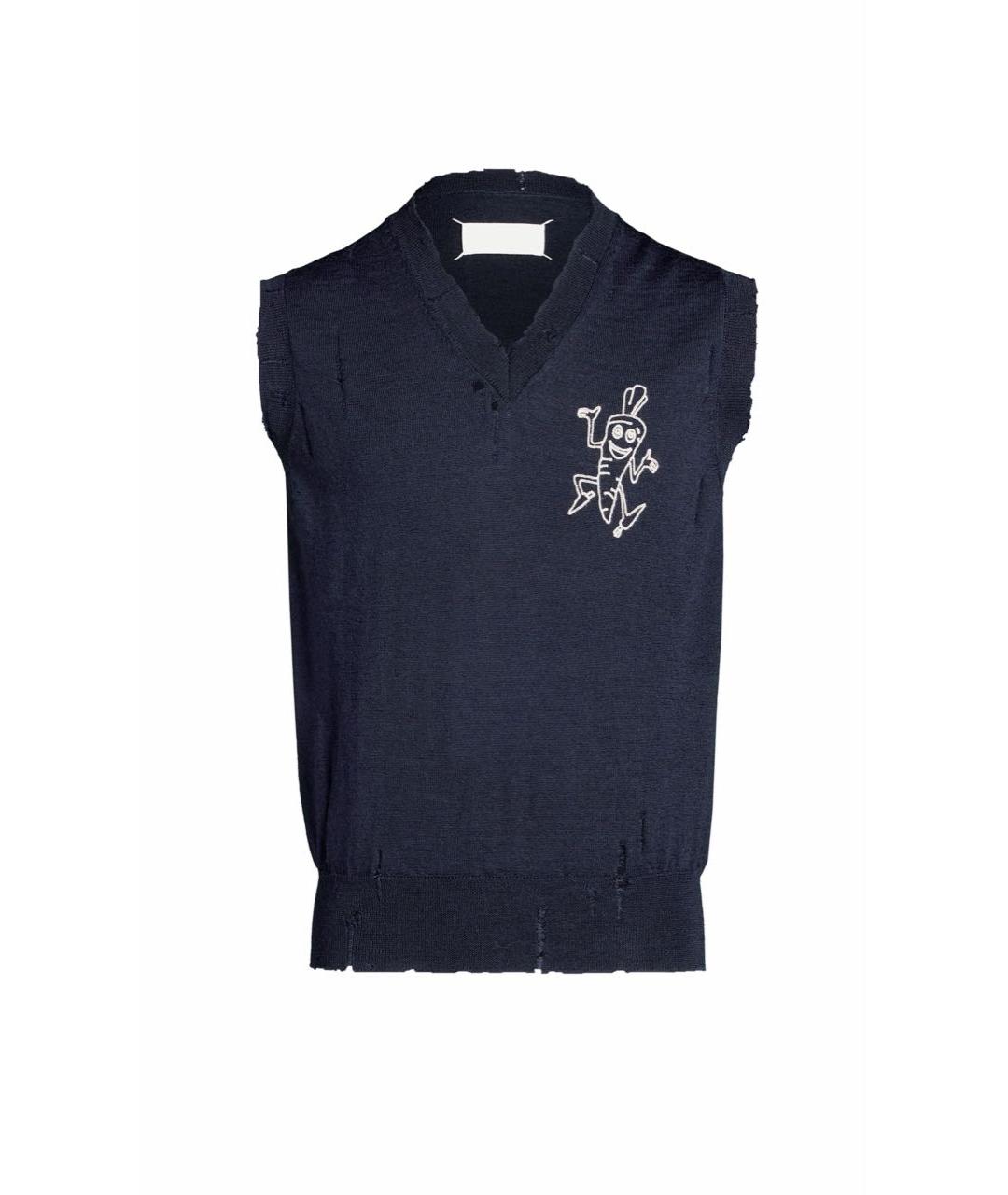 MAISON MARGIELA Темно-синяя шерстяная жилетка, фото 1