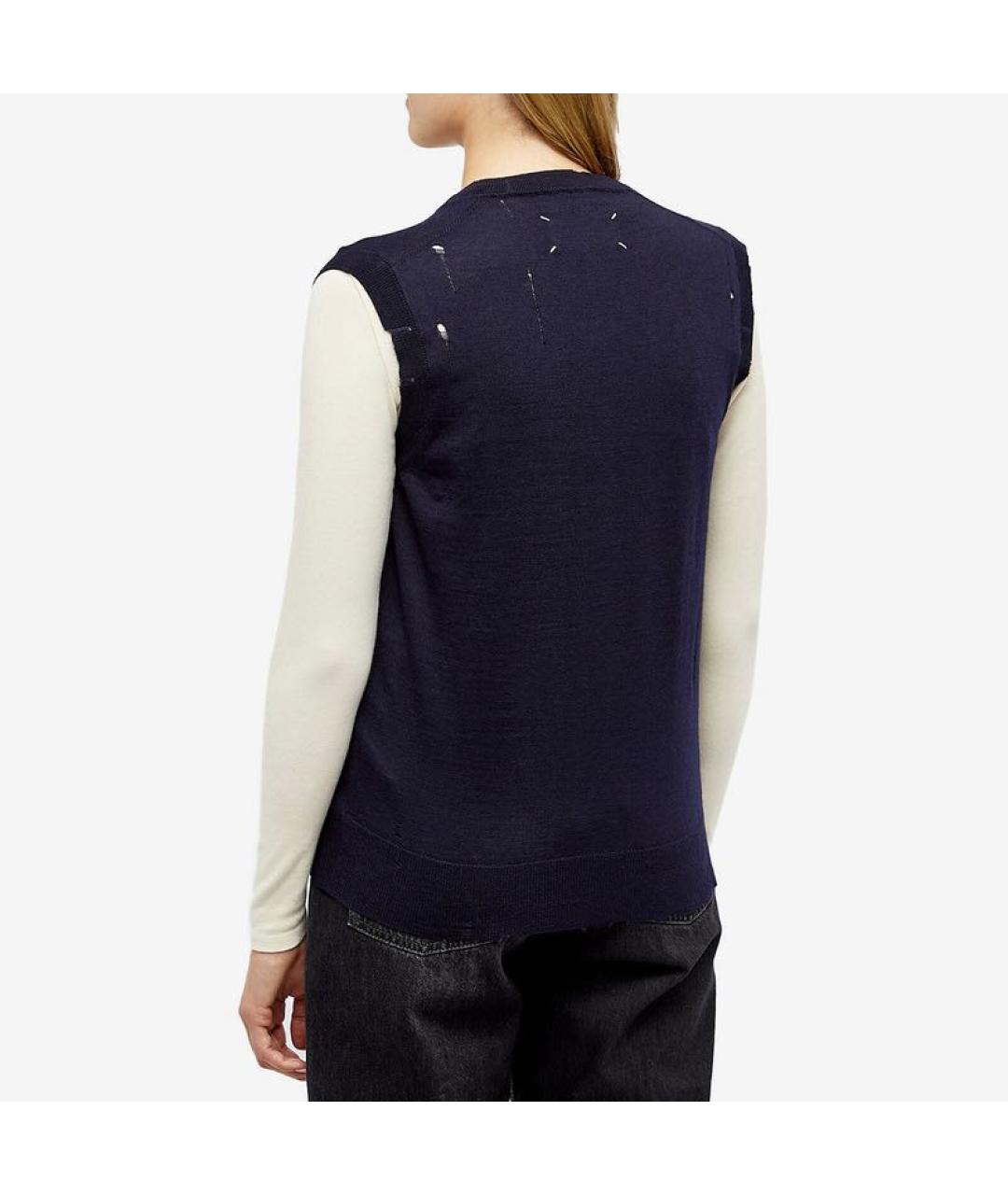 MAISON MARGIELA Темно-синяя шерстяная жилетка, фото 4