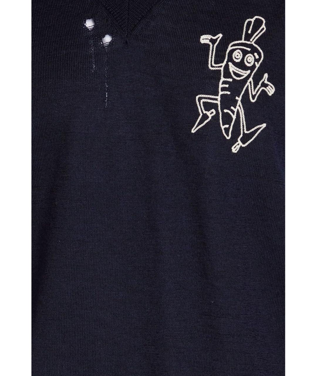 MAISON MARGIELA Темно-синяя шерстяная жилетка, фото 5