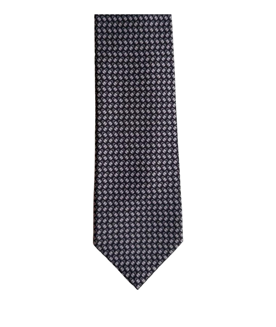 HERMES Черный шелковый галстук, фото 1