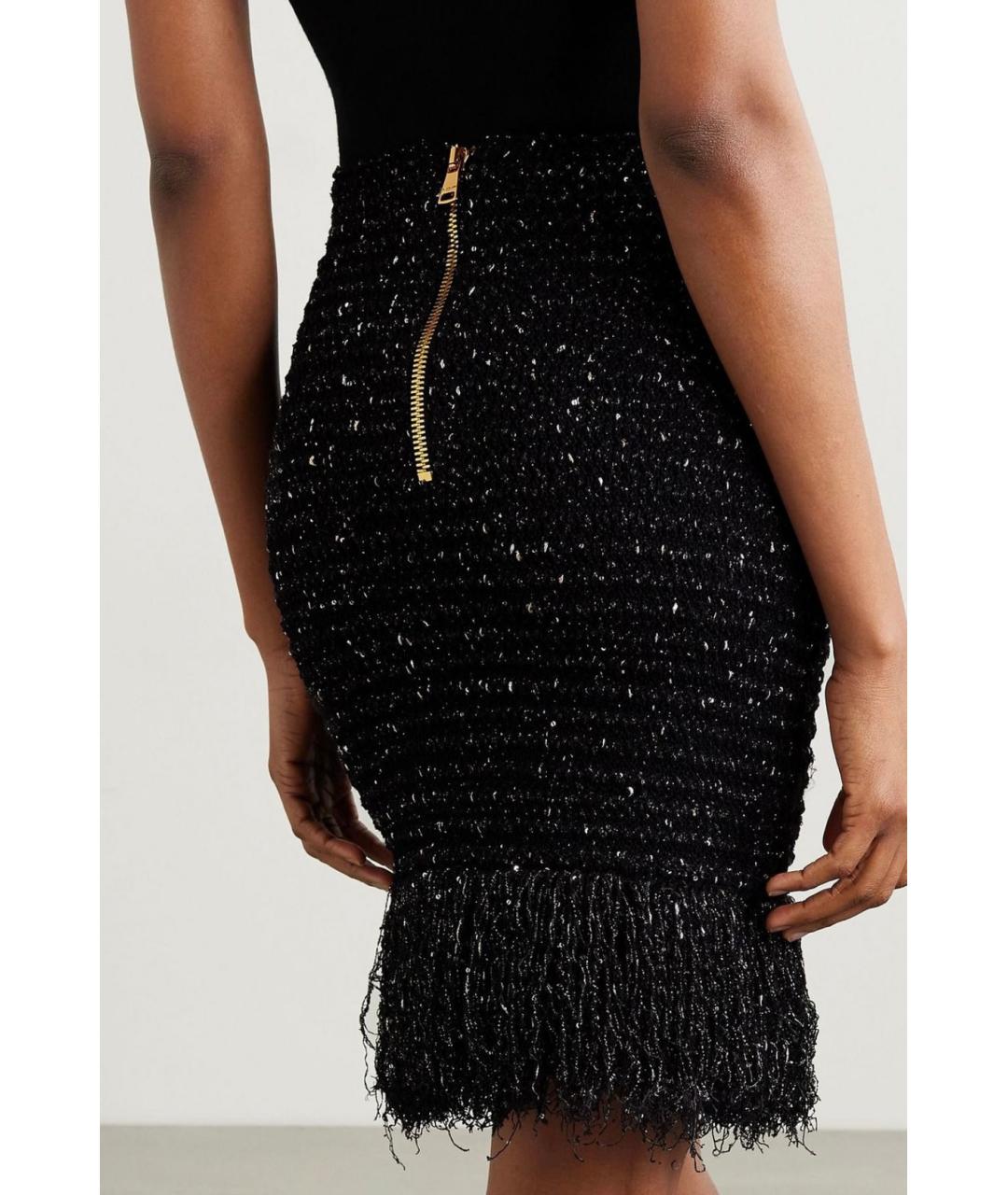 BALMAIN Черная твидовая юбка мини, фото 3