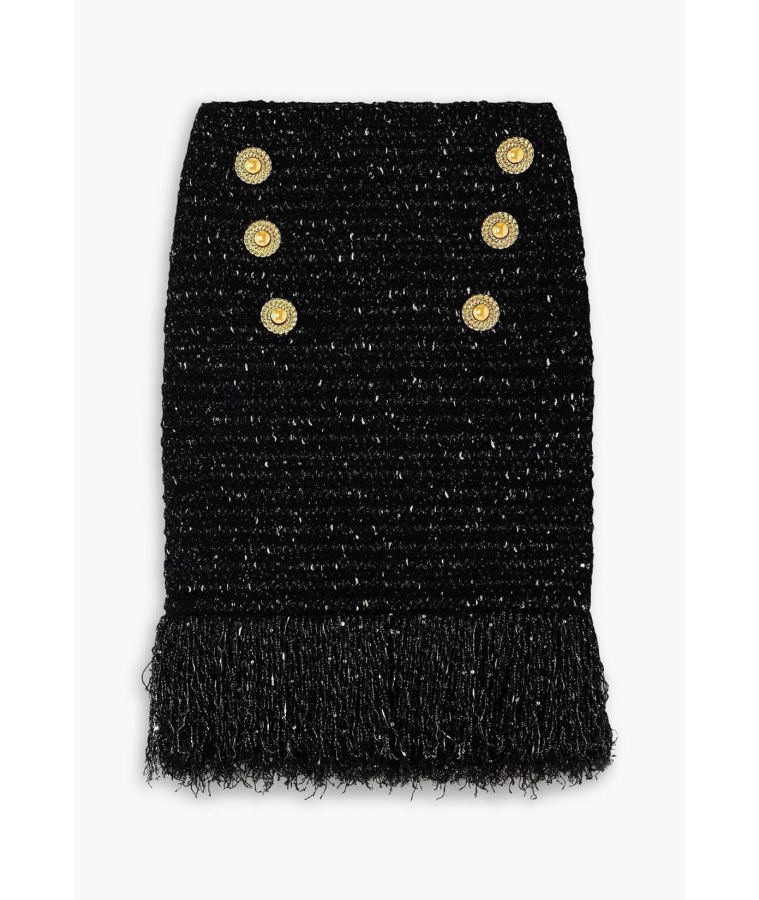 BALMAIN Черная твидовая юбка мини, фото 5
