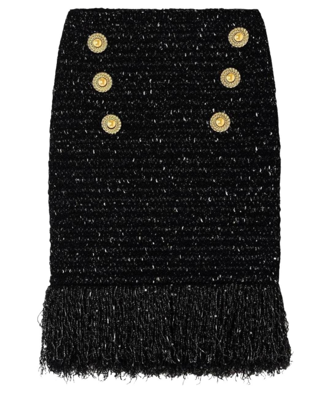 BALMAIN Черная твидовая юбка мини, фото 1