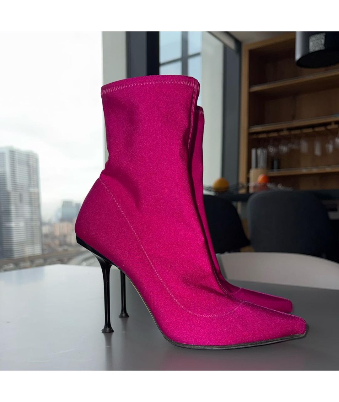 SERGIO ROSSI Фуксия текстильные ботильоны, фото 5