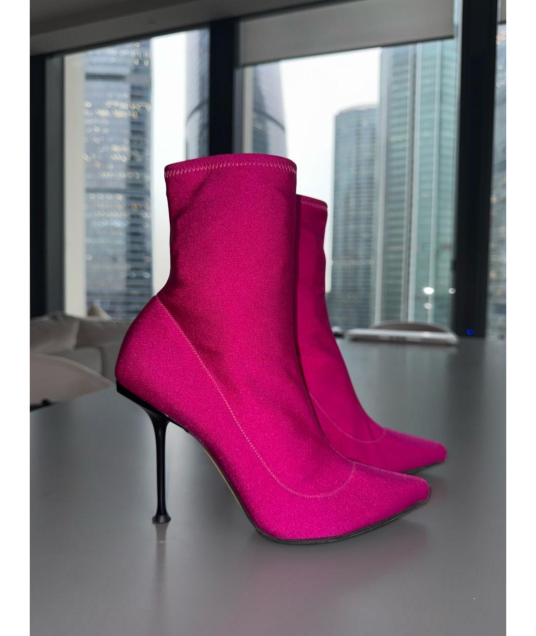SERGIO ROSSI Фуксия текстильные ботильоны, фото 7