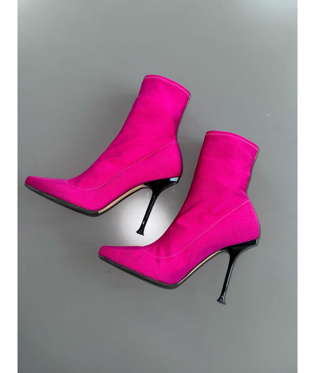 SERGIO ROSSI Фуксия текстильные ботильоны, фото 6