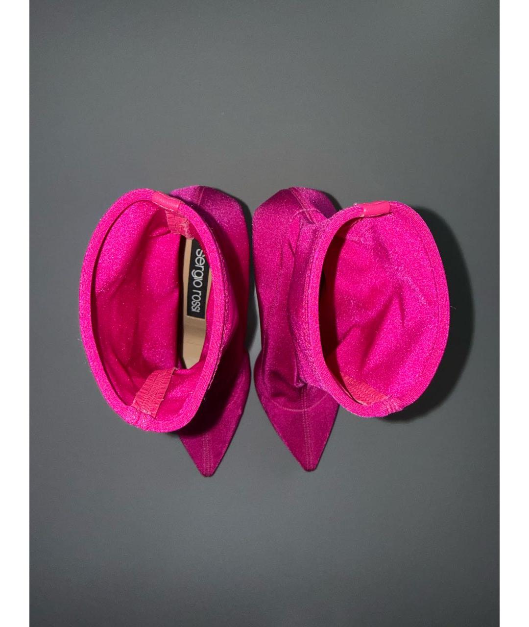 SERGIO ROSSI Фуксия текстильные ботильоны, фото 3