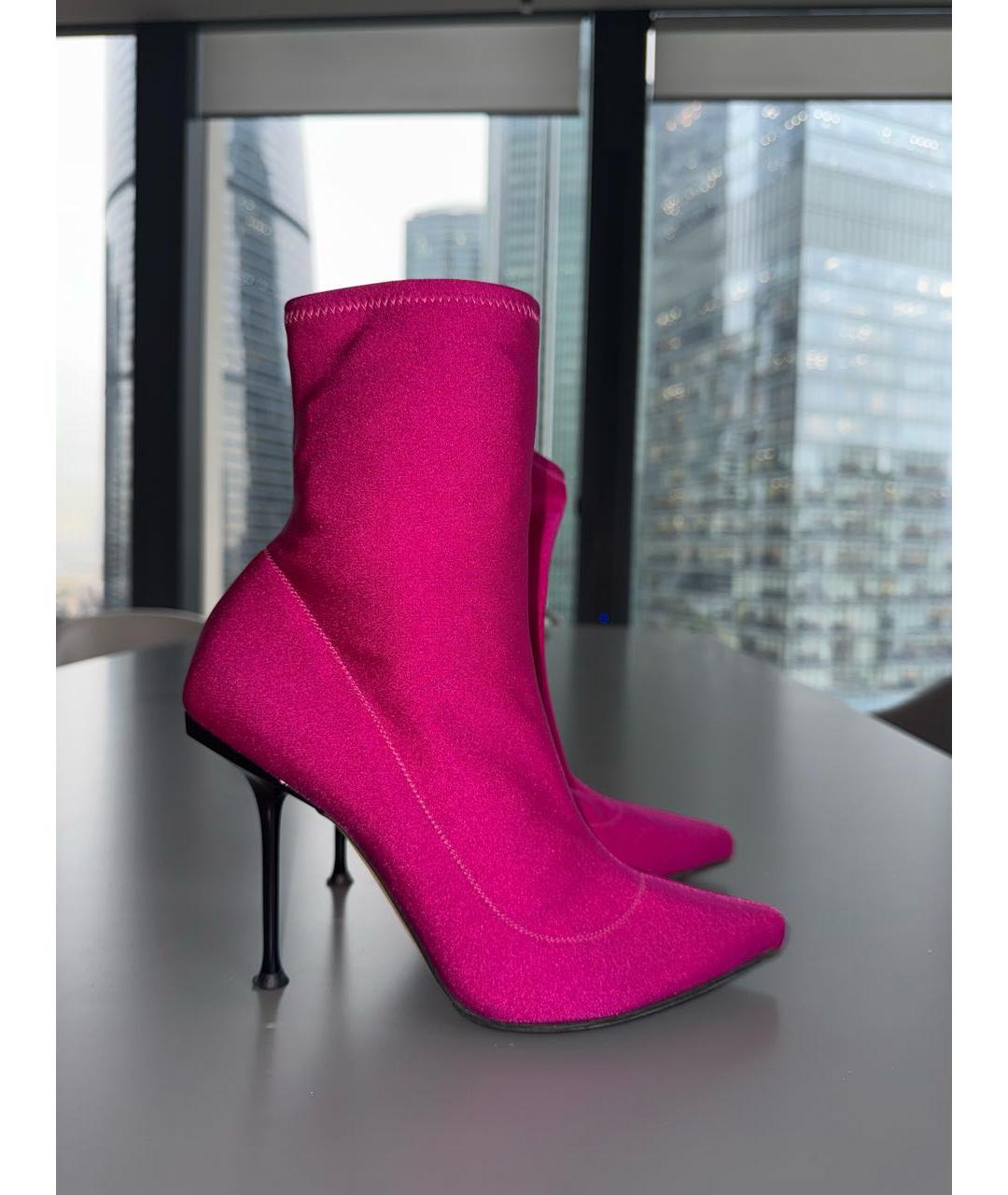 SERGIO ROSSI Фуксия текстильные ботильоны, фото 8