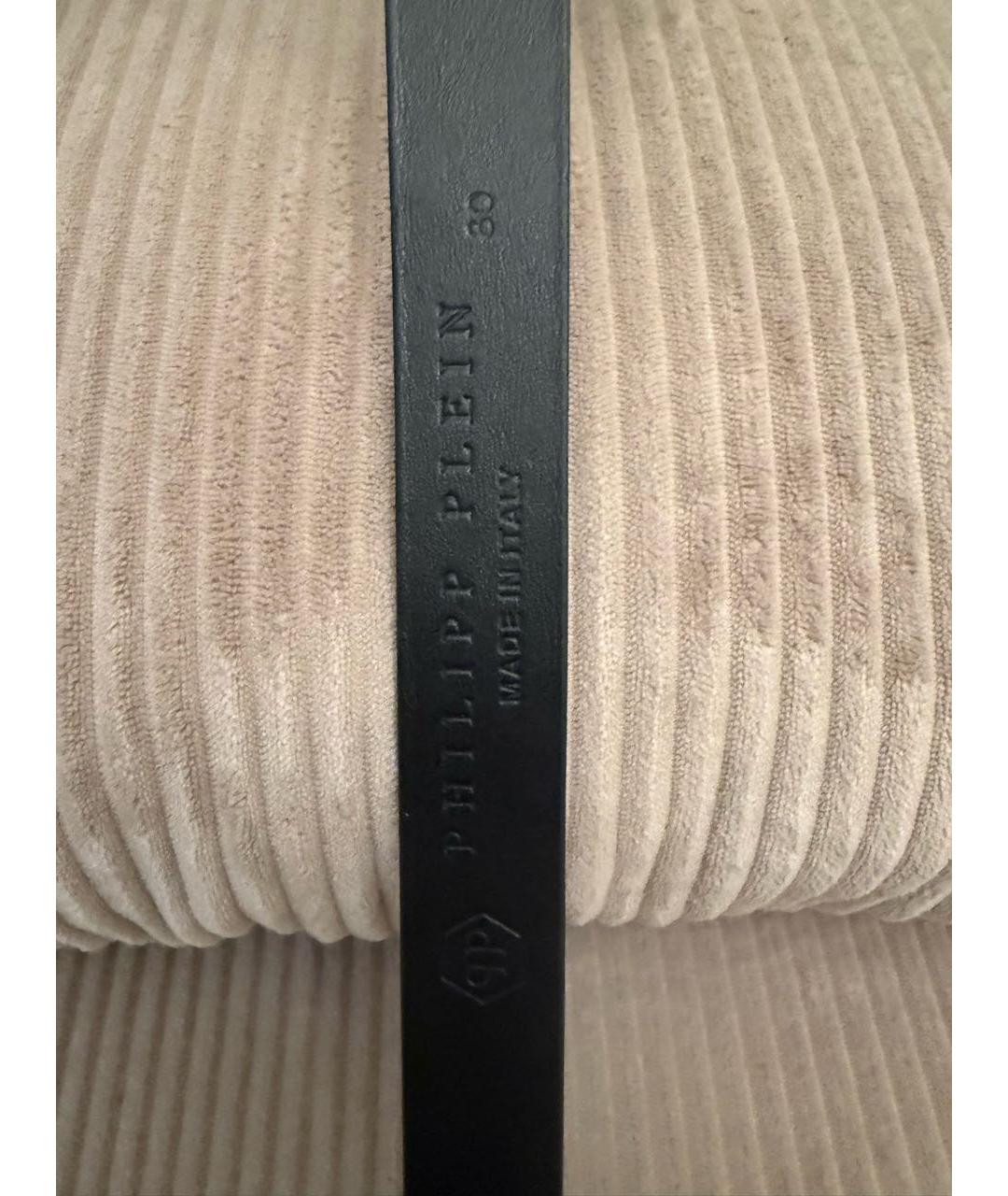 PHILIPP PLEIN Серый кожаный ремень, фото 4