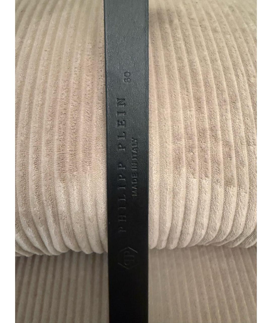 PHILIPP PLEIN Серый кожаный ремень, фото 5