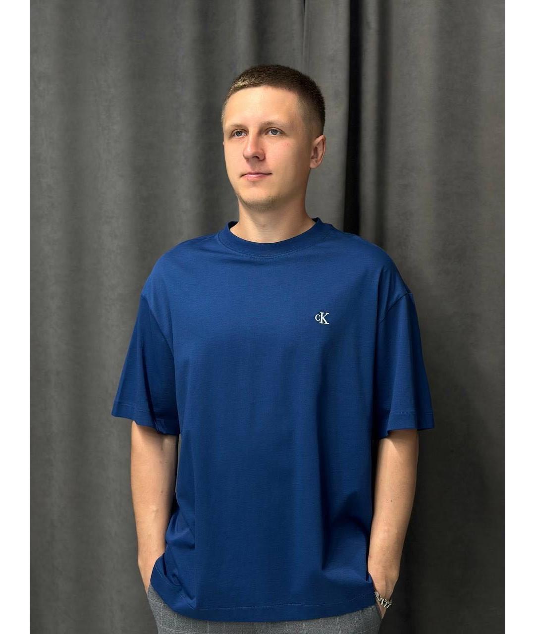 CALVIN KLEIN Темно-синяя хлопковая футболка, фото 5