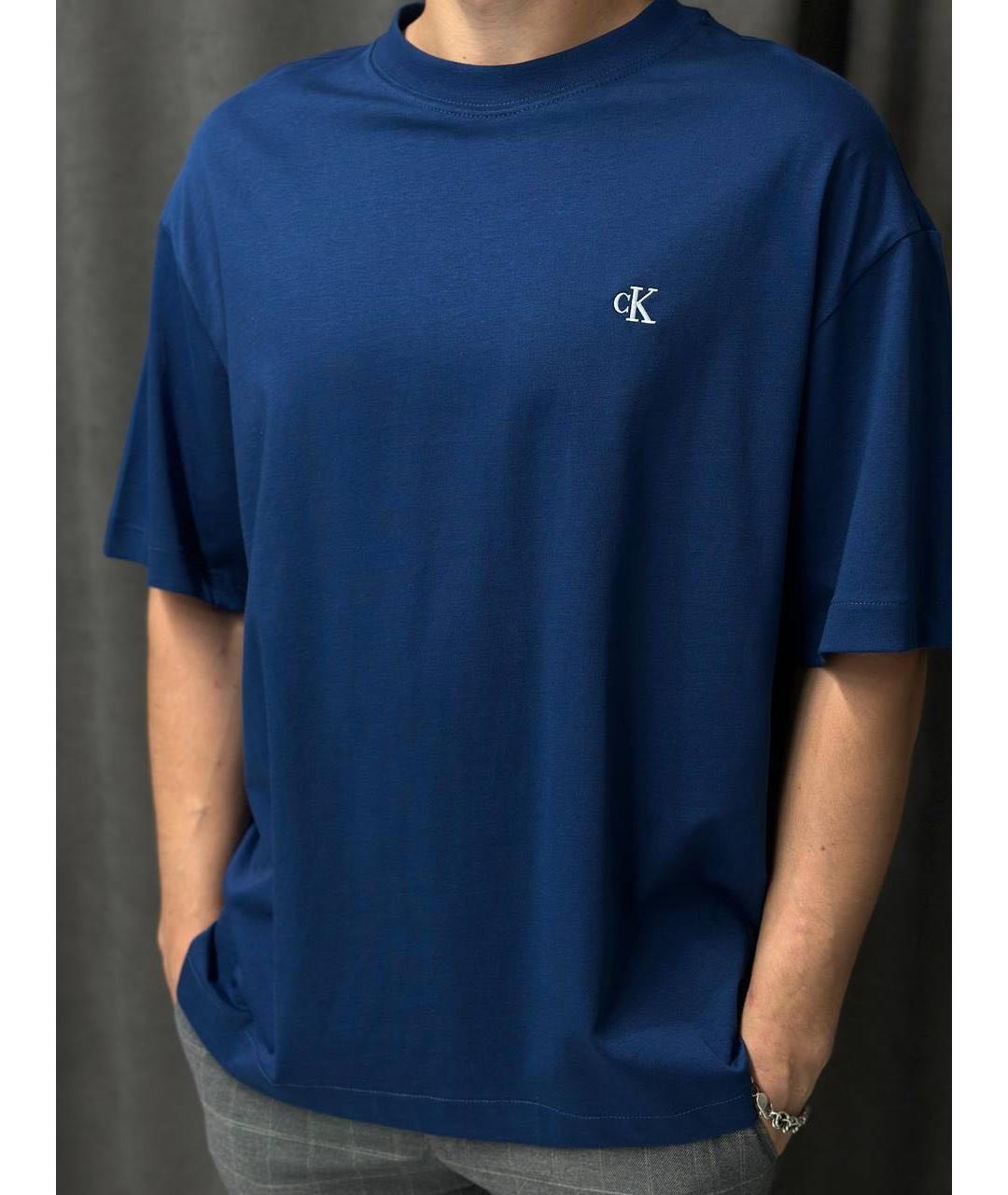 CALVIN KLEIN Темно-синяя хлопковая футболка, фото 7