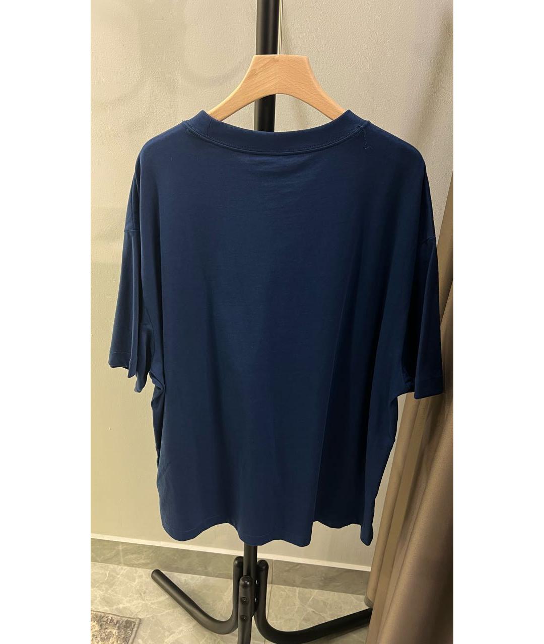 CALVIN KLEIN Темно-синяя хлопковая футболка, фото 2