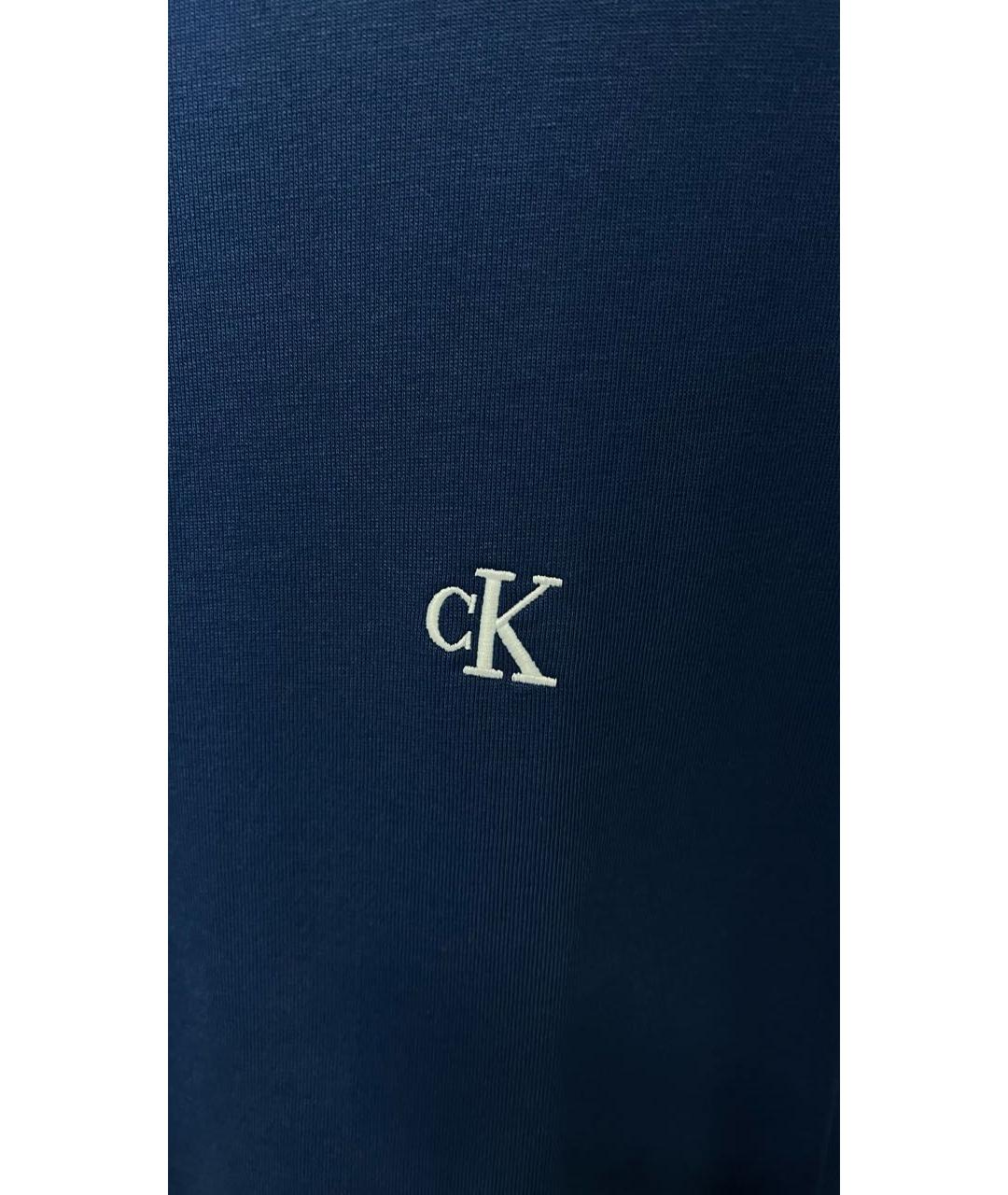 CALVIN KLEIN Темно-синяя хлопковая футболка, фото 4