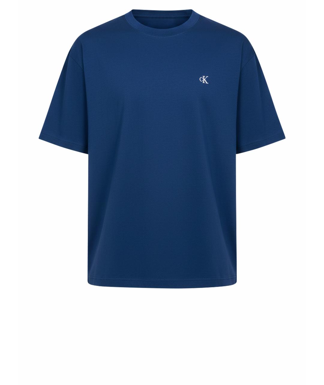 CALVIN KLEIN Темно-синяя хлопковая футболка, фото 1