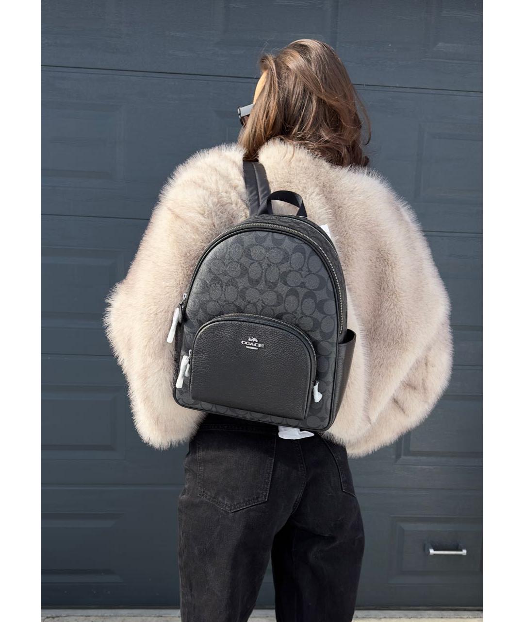 COACH Черный кожаный рюкзак, фото 5