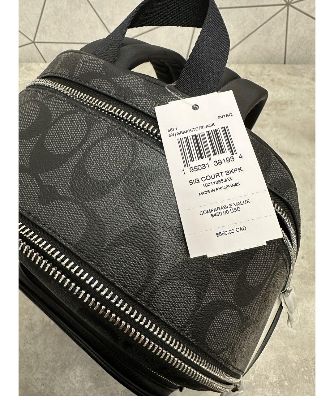 COACH Черный кожаный рюкзак, фото 6