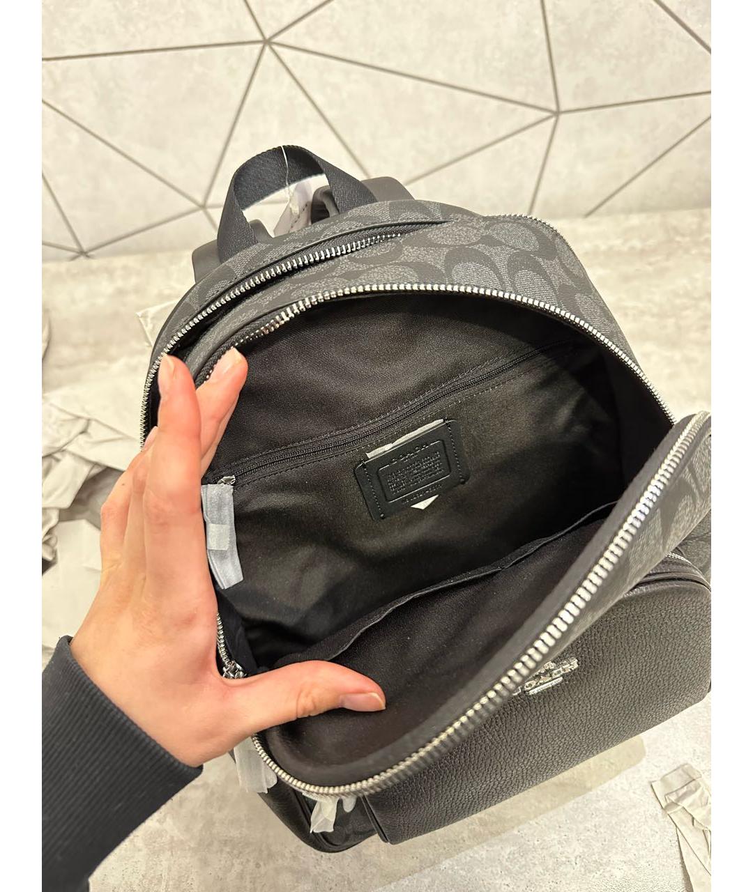 COACH Черный кожаный рюкзак, фото 7