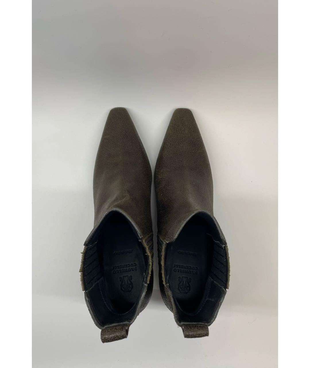 BRUNELLO CUCINELLI Хаки нубуковые ботильоны, фото 3