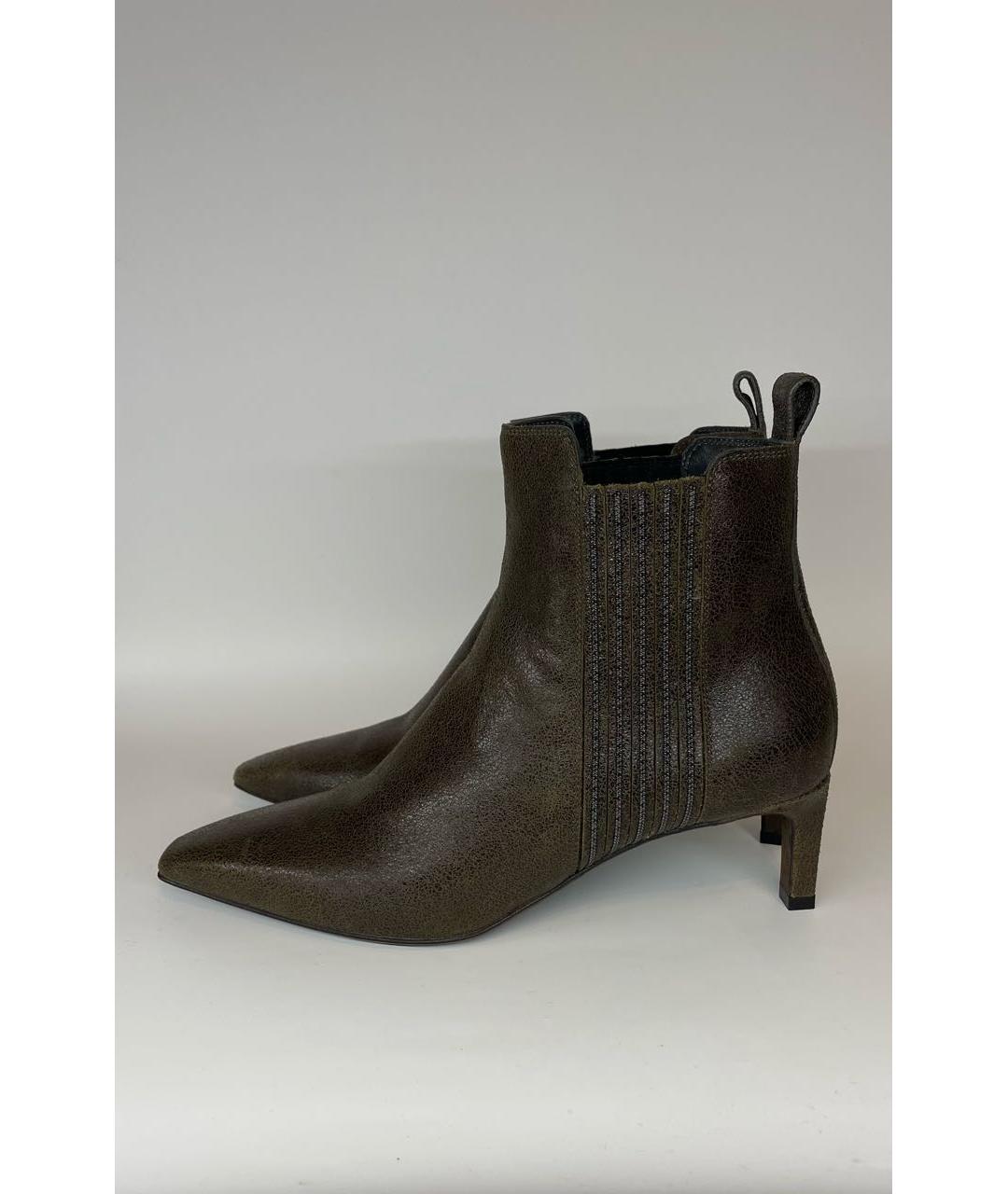 BRUNELLO CUCINELLI Хаки нубуковые ботильоны, фото 6