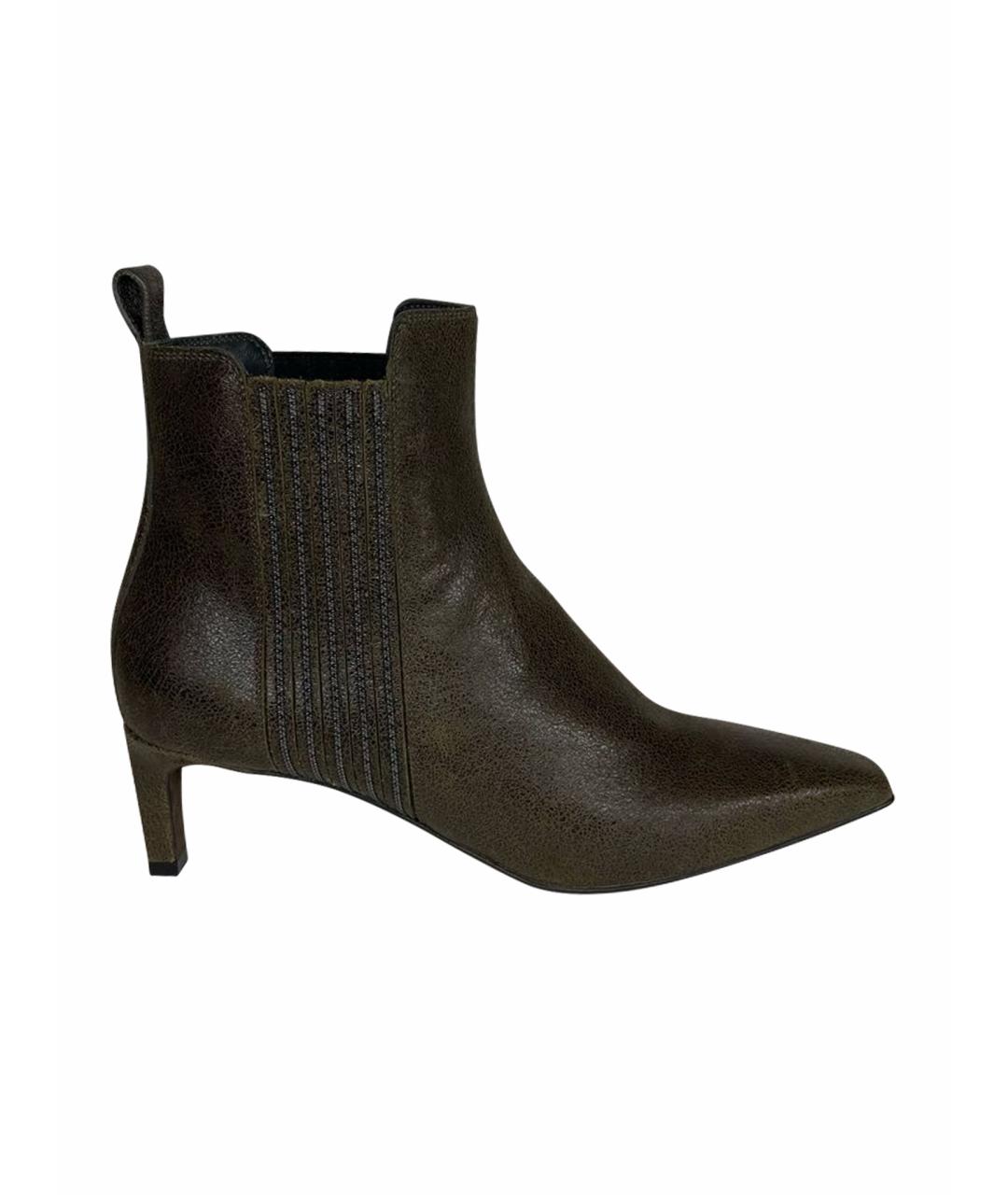 BRUNELLO CUCINELLI Хаки нубуковые ботильоны, фото 1