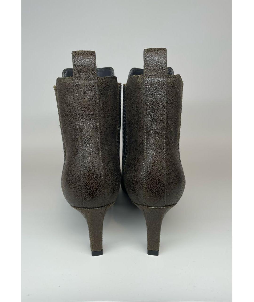 BRUNELLO CUCINELLI Хаки нубуковые ботильоны, фото 4