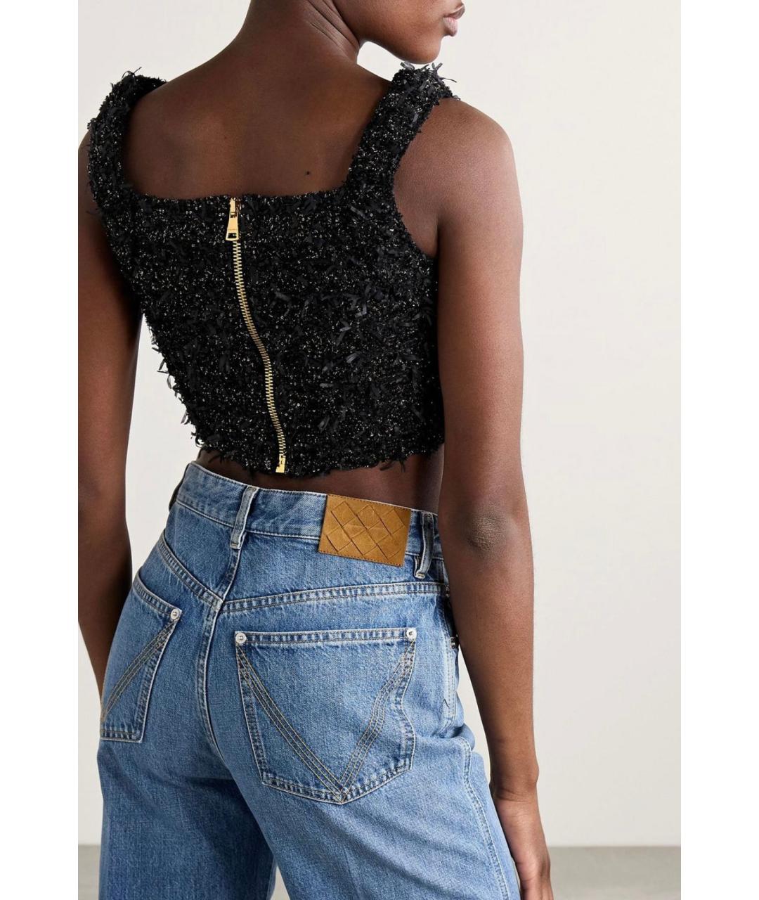 BALMAIN Черная твидовая майка, фото 3