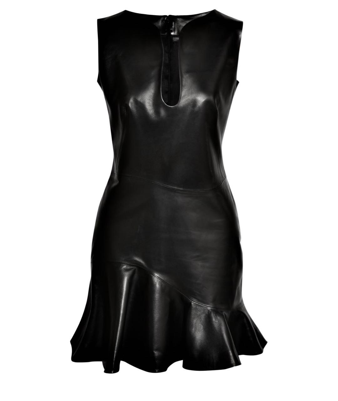 ALEXANDER MCQUEEN Черное кожаное коктейльное платье, фото 1