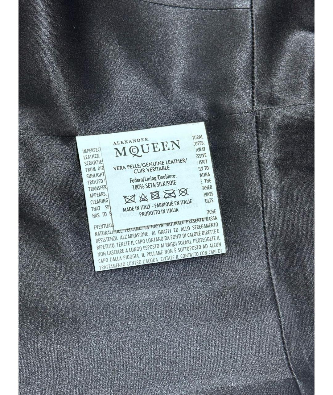 ALEXANDER MCQUEEN Черное кожаное коктейльное платье, фото 7