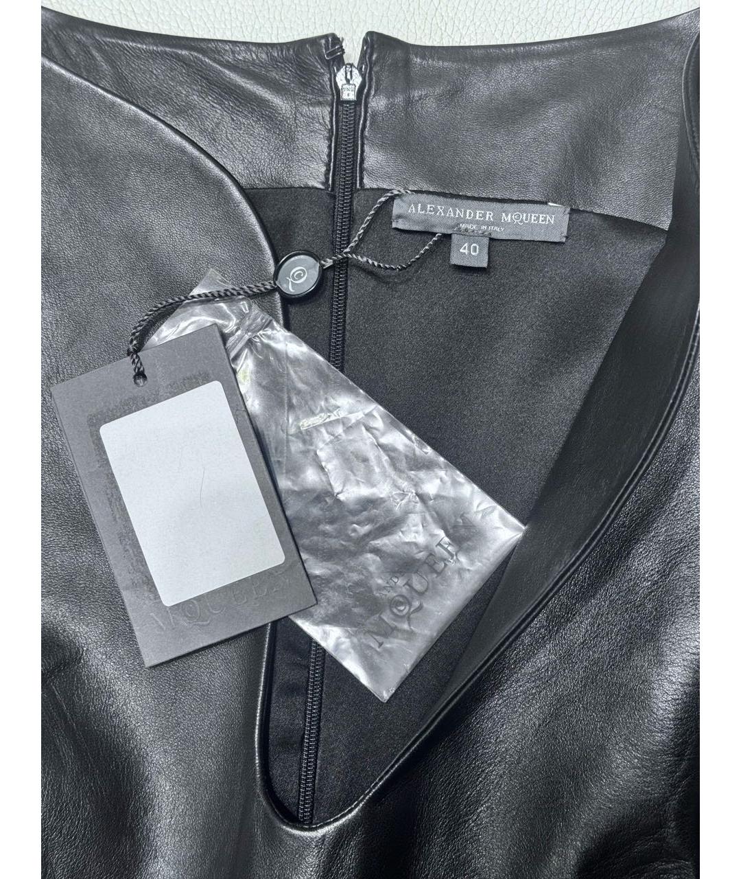 ALEXANDER MCQUEEN Черное кожаное коктейльное платье, фото 6