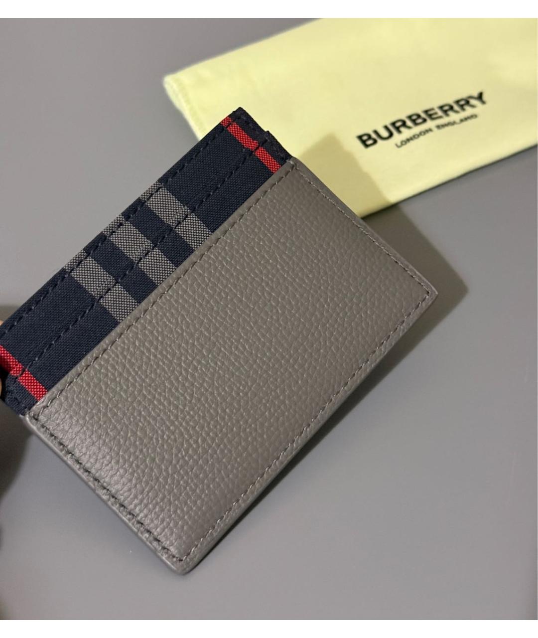 BURBERRY Серый кожаный кардхолдер, фото 2