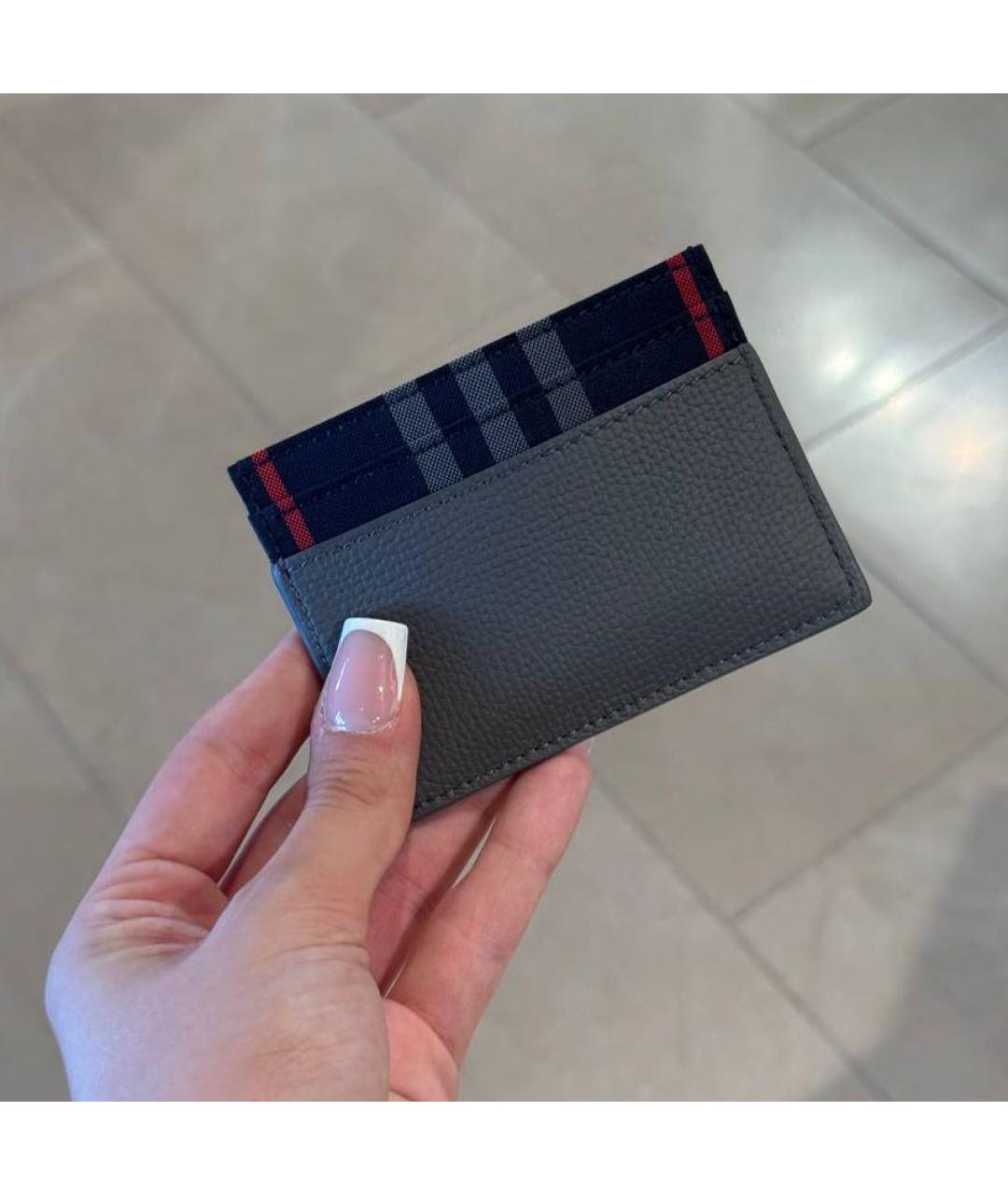 BURBERRY Серый кожаный кардхолдер, фото 4