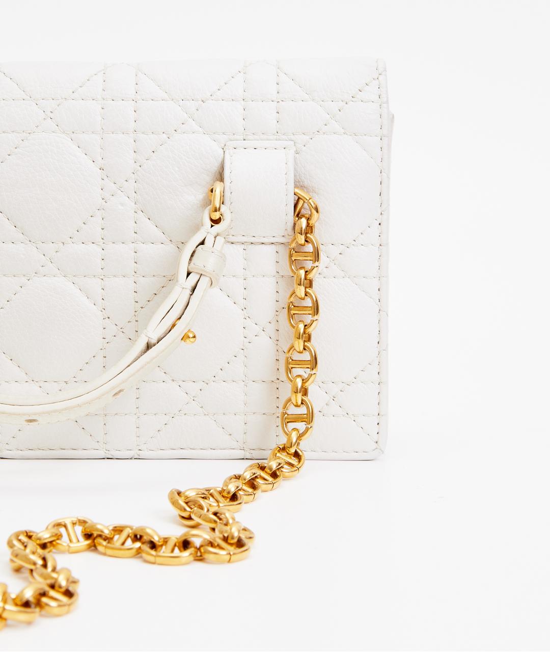 CHRISTIAN DIOR Белая кожаная сумка через плечо, фото 5