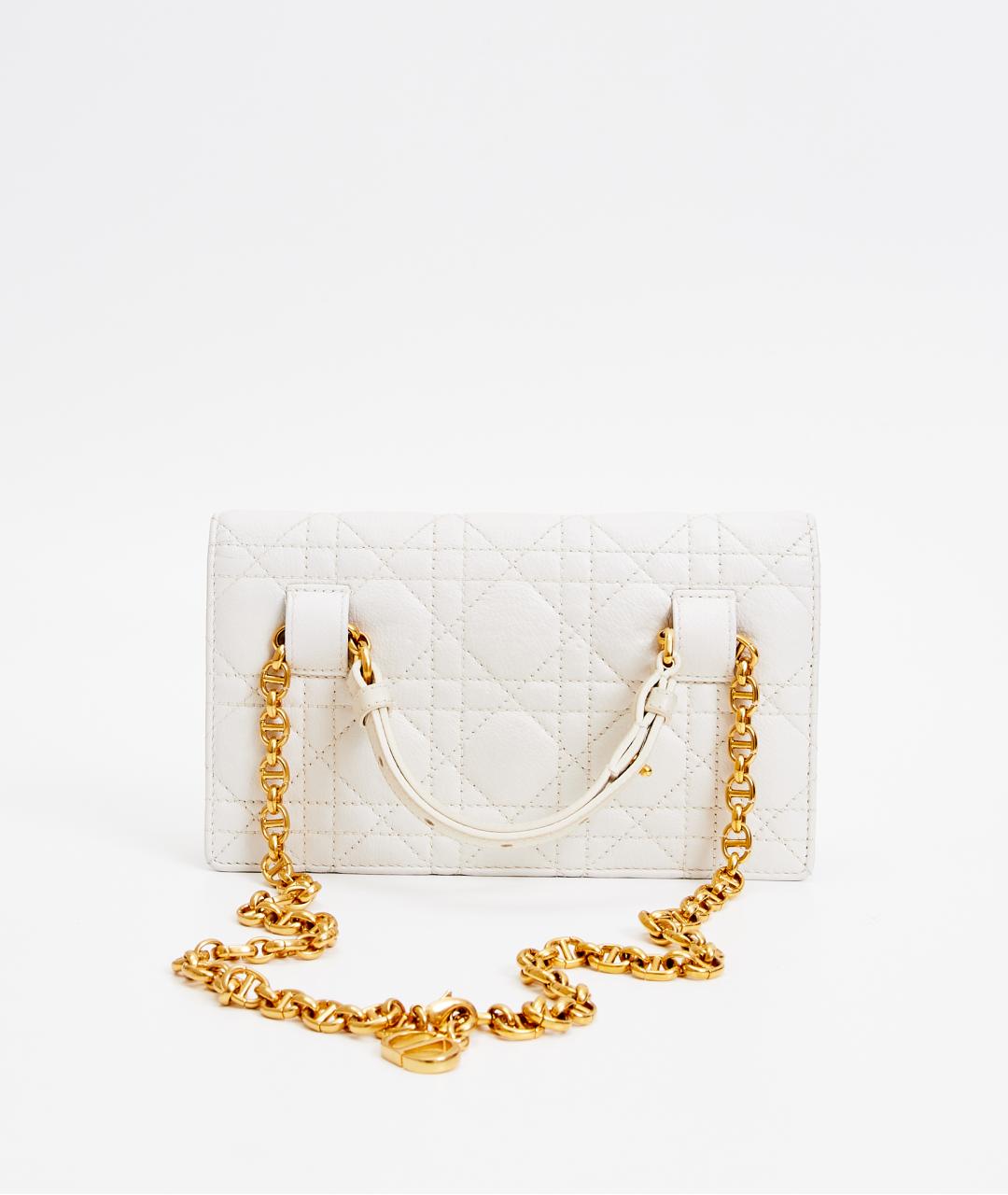 CHRISTIAN DIOR Белая кожаная сумка через плечо, фото 3